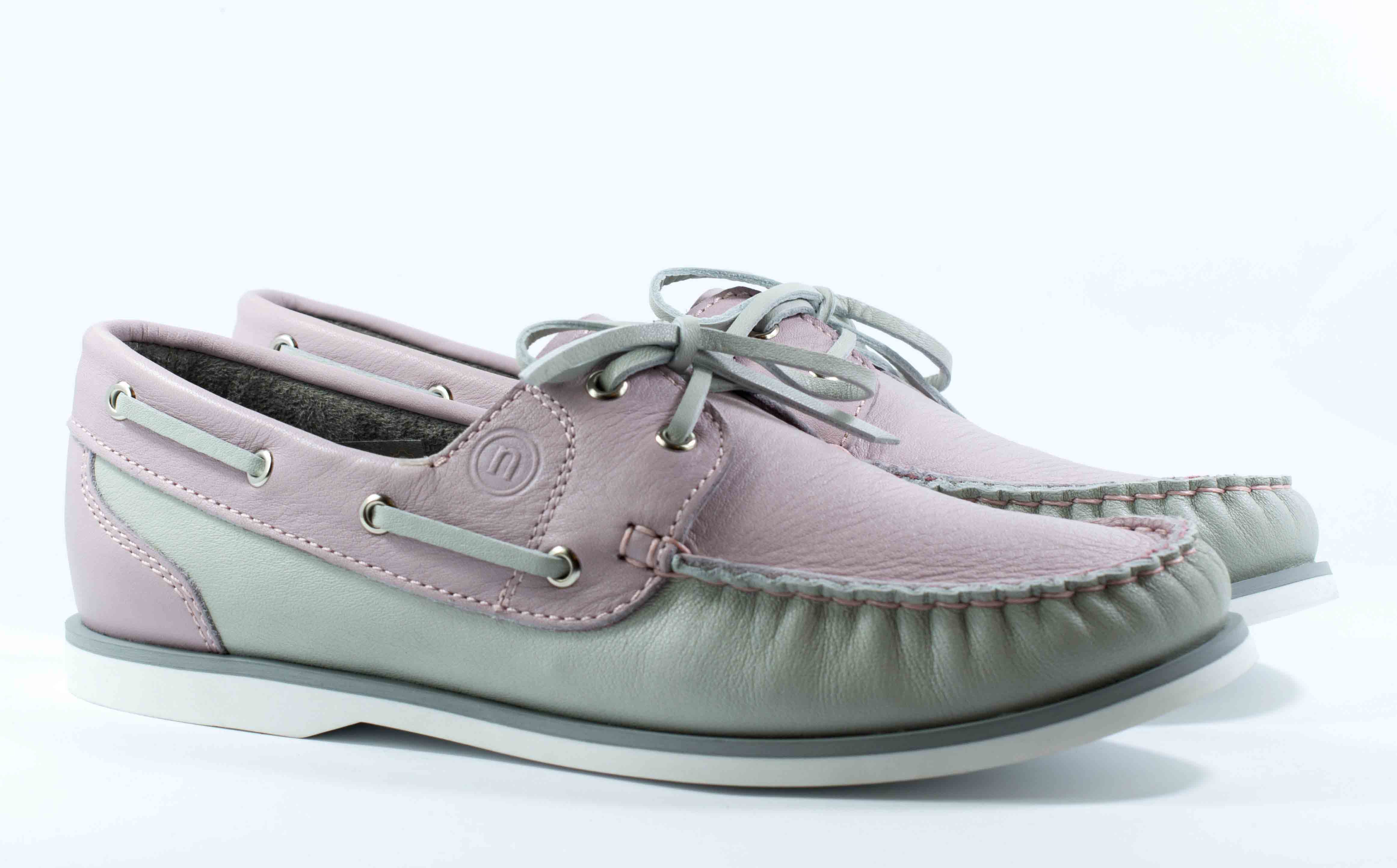 Женские Мокасины Натур. Кожа NESSI * 17128 СЕРЫЙ/РОЗОВЫЙ