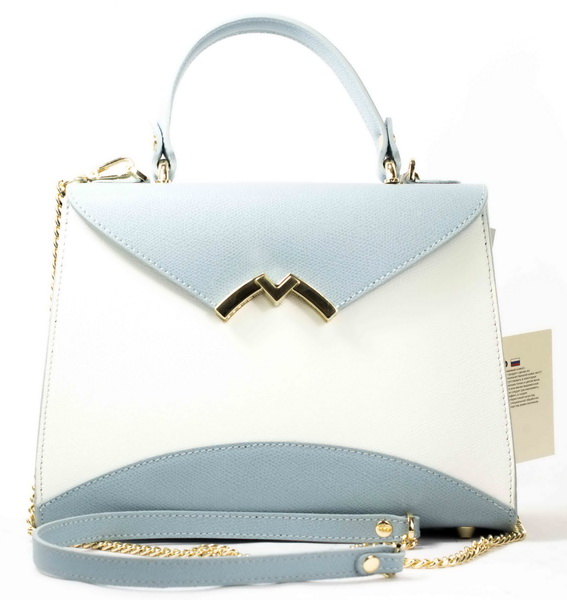 Женские Сумки Натур. Кожа VERA PELLE * 8924 ГОЛУБОЙ-БЕЛЫЙ