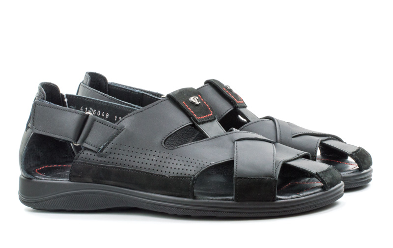 Мужские Босоніжки Натуральна шкіра STEPTER * 6048 Чорні Нубук