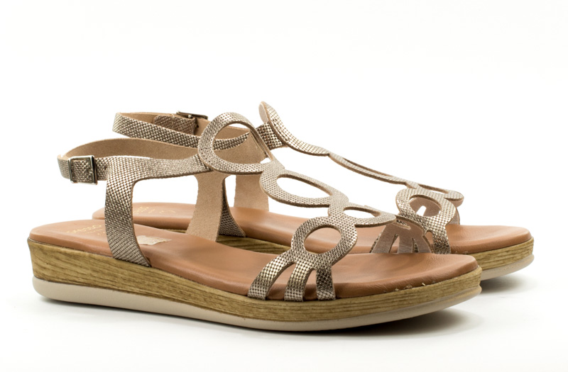 Женские Босоножки танкетка Натур. Шкіра PRESSO * 4009-9848