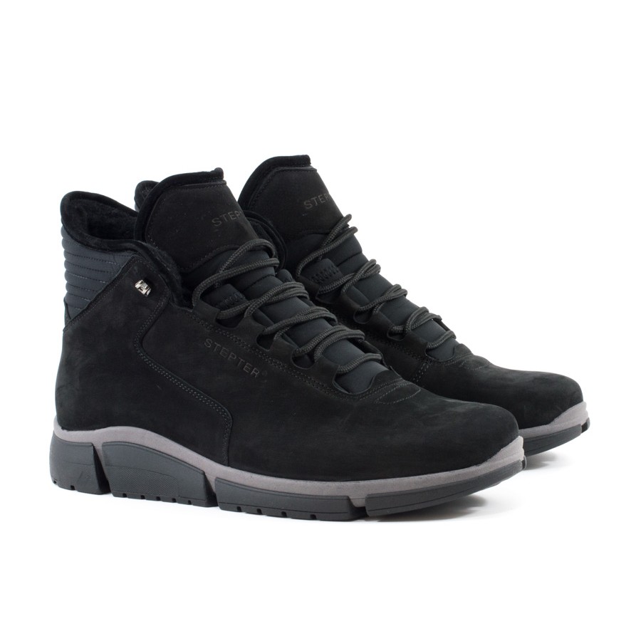 Мужские Ботинки комфорт Нубук STEPTER * 7155 Чёрные