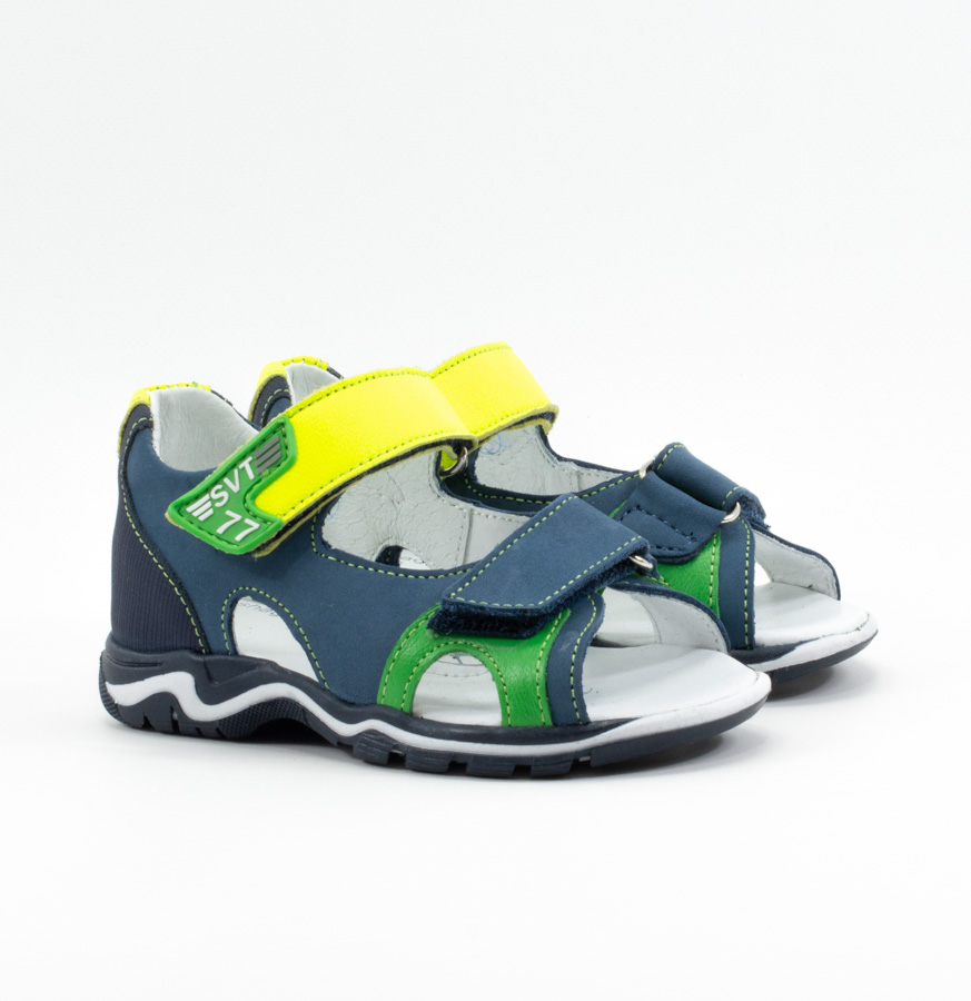 Детские Босоніжки Натур. Шкіра SHAGOVITA * 24225 Сине-салатовые