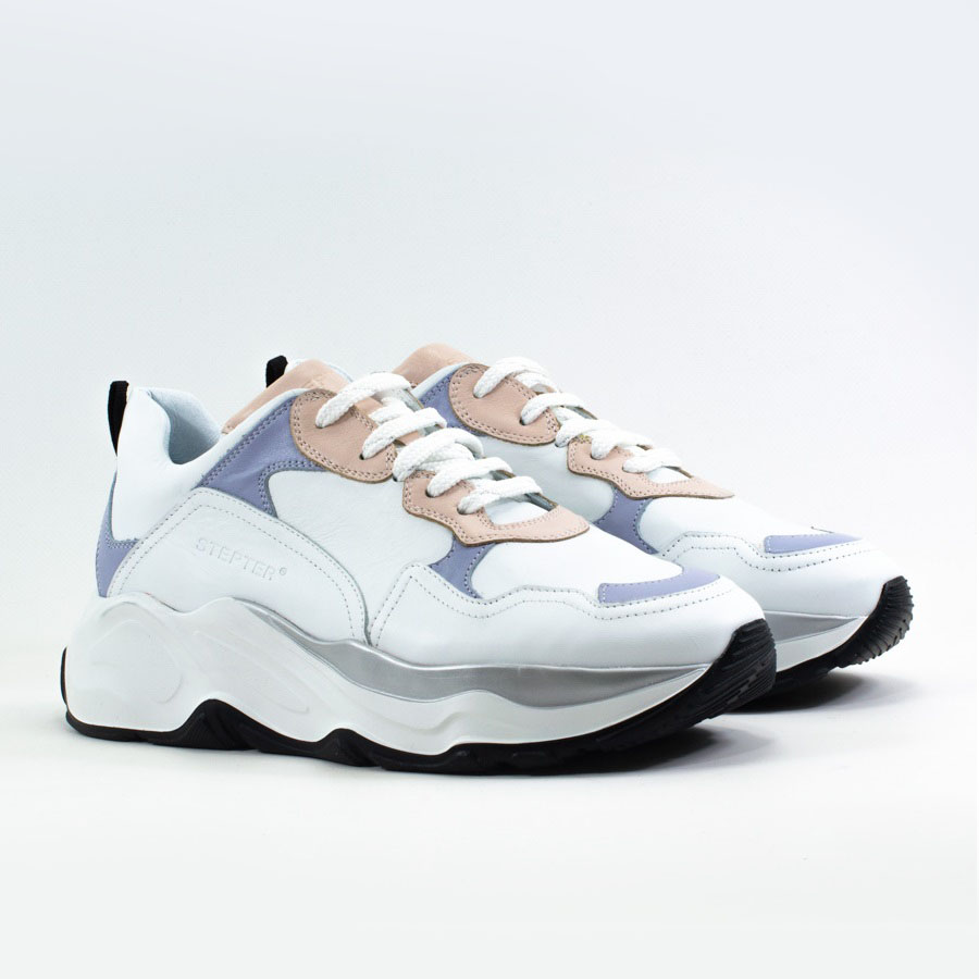 Женские Кроссовки Натур. Кожа STEPTER * 7257 Белые