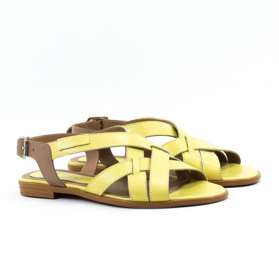 Женские Босоніжки танкетка Натур. Шкіра STEPTER * 7255 Жёлтые