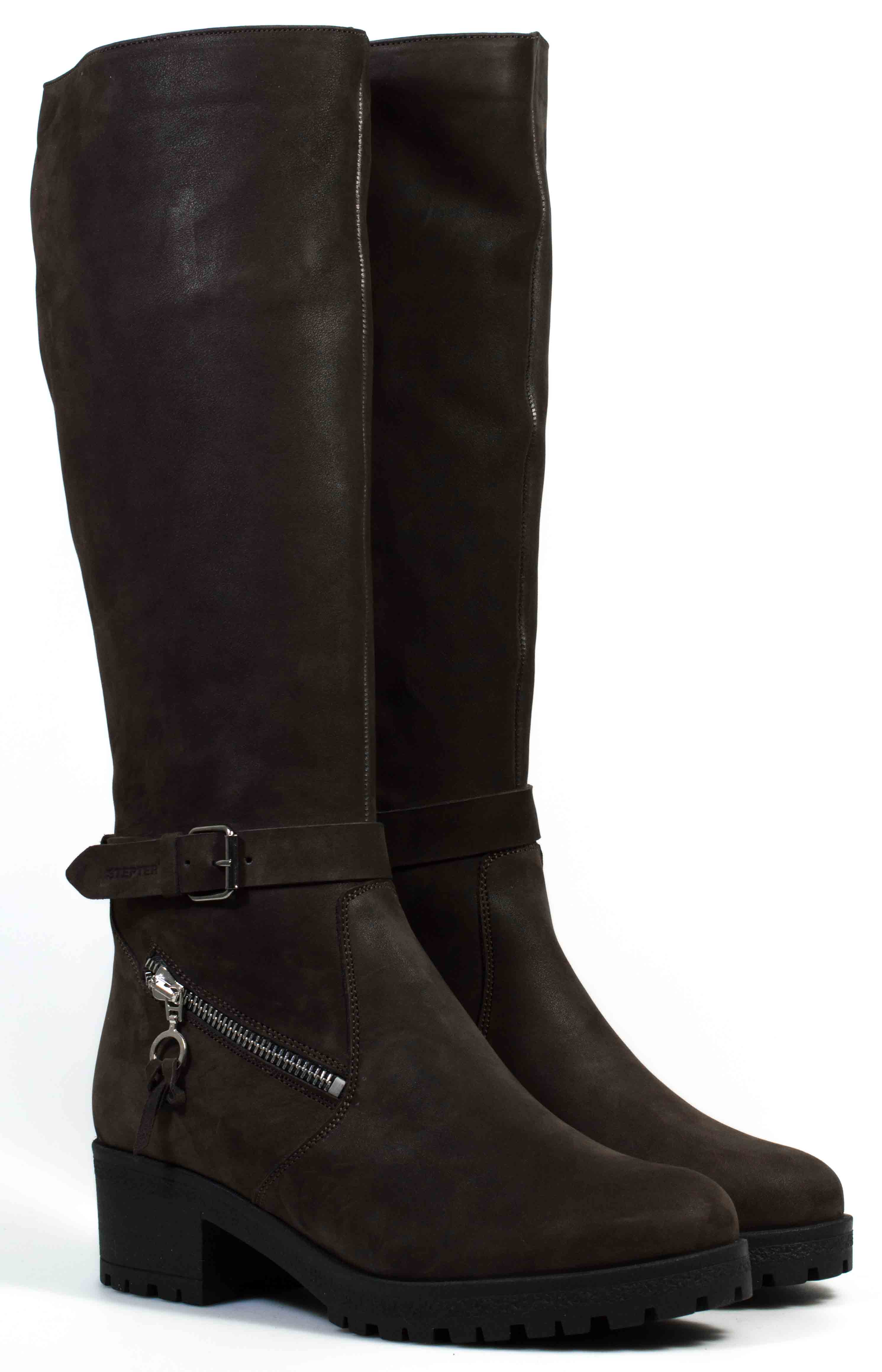 Женские Сапоги Нубук STEPTER * 6337 Коричневые