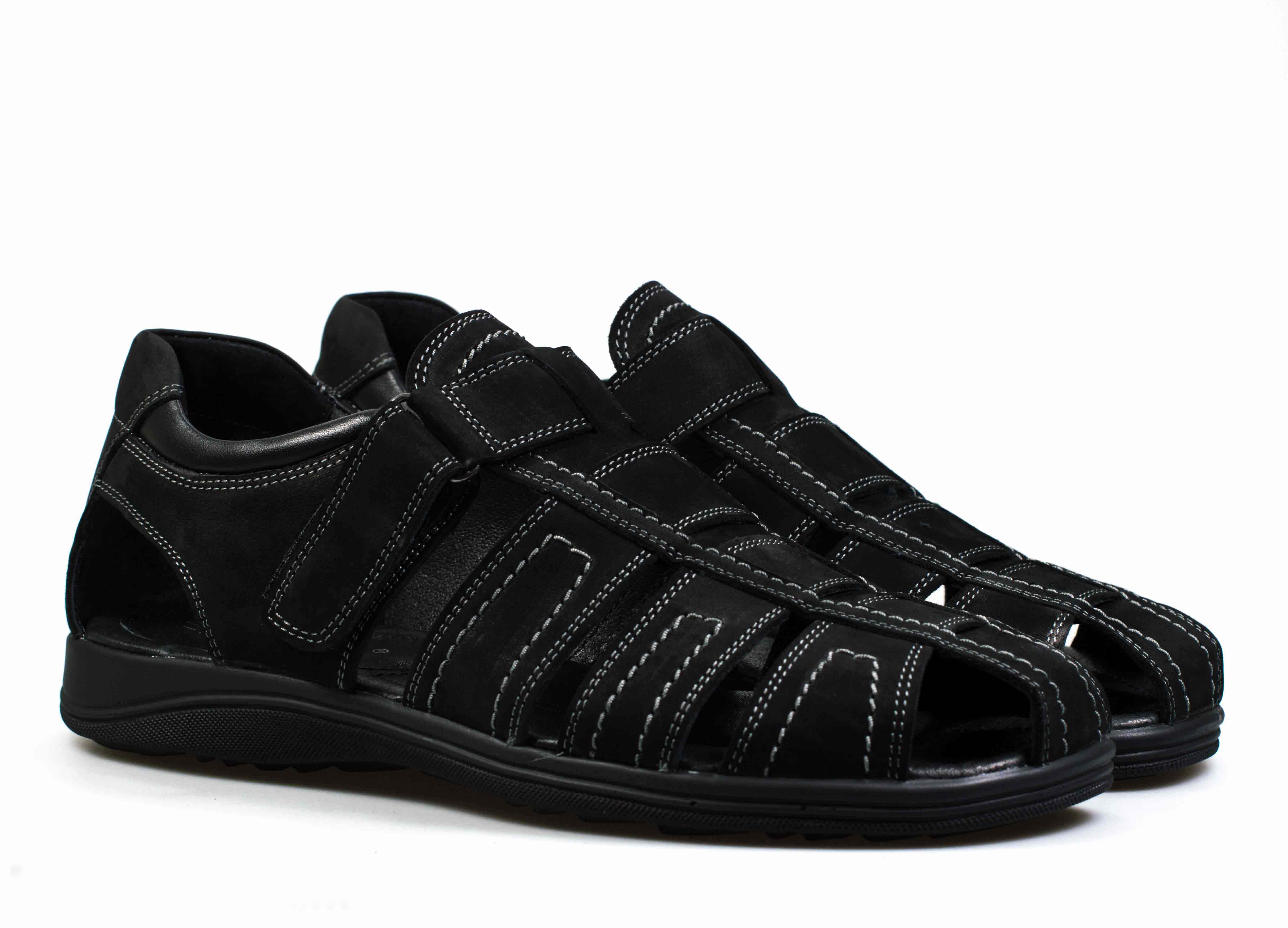 Мужские Босоножки Нубук STEPTER * 6037 ЧЁРНЫЕ