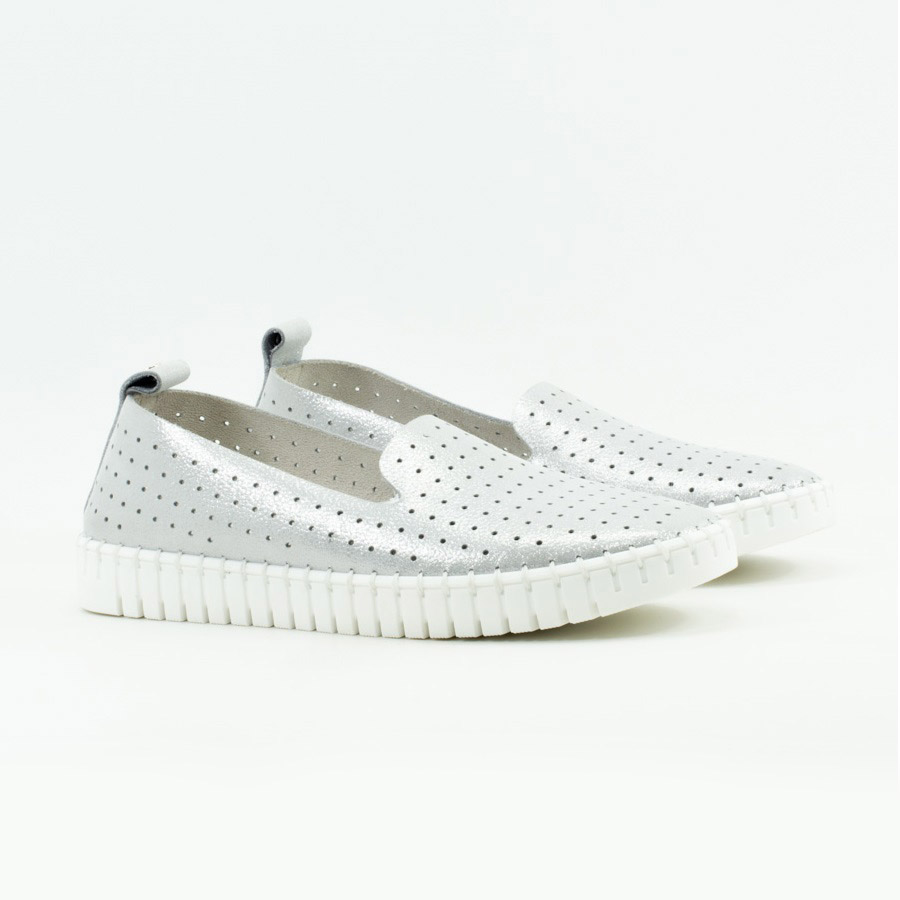 Женские Мокасины Натур. Кожа NESSI * 18390 СЕРЕБРИСТЫЕ