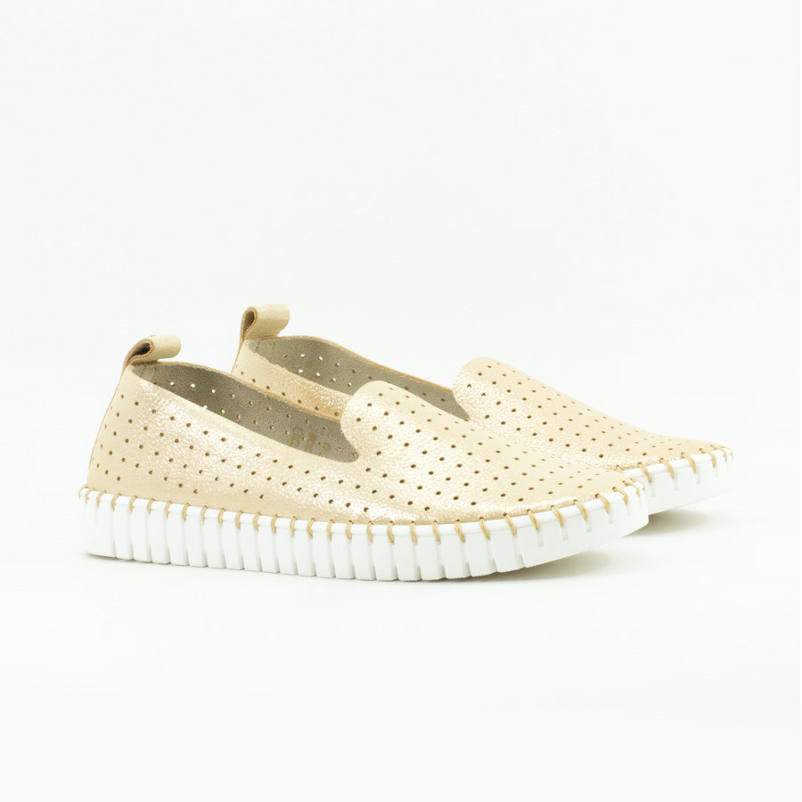 Женские Слипоны Натур. Кожа NESSI * 18390 Золотистые