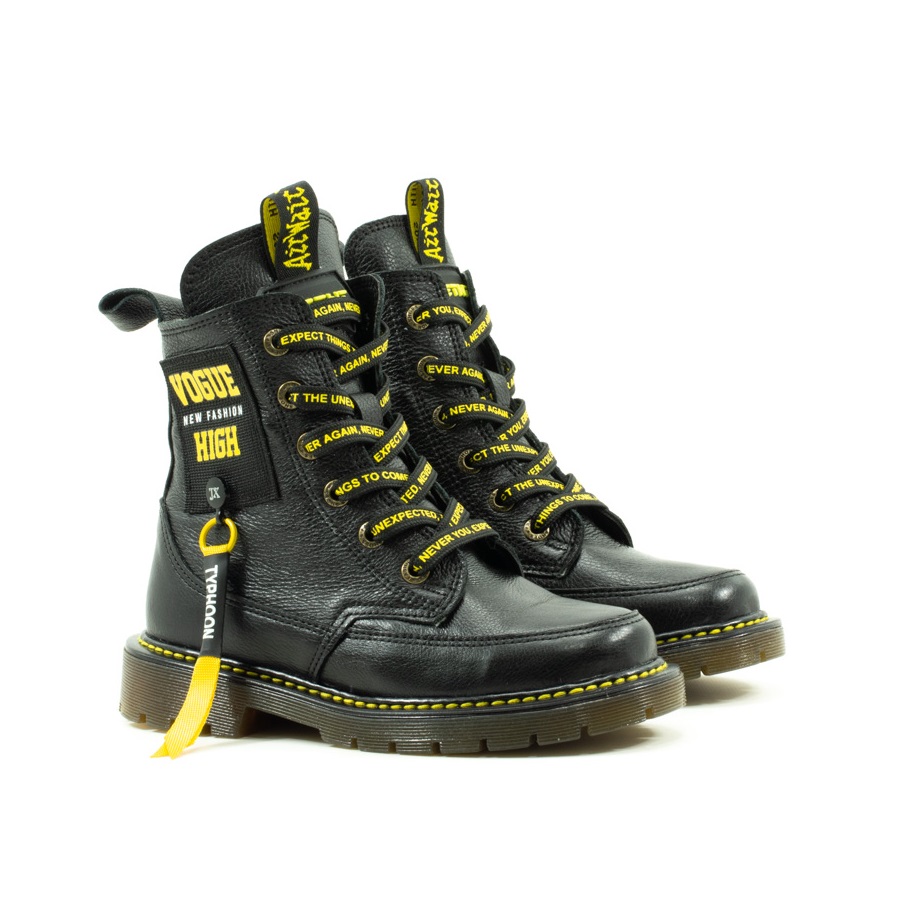 Детские Ботинки Натур. Шкіра CONSTANTA * 1746 Чёрные-Жёлтые