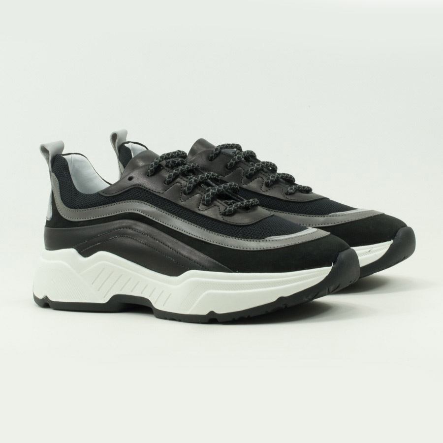 Женские Кросівки Натур.шкіра-Текстиль VILANSI * V8157 BLACK