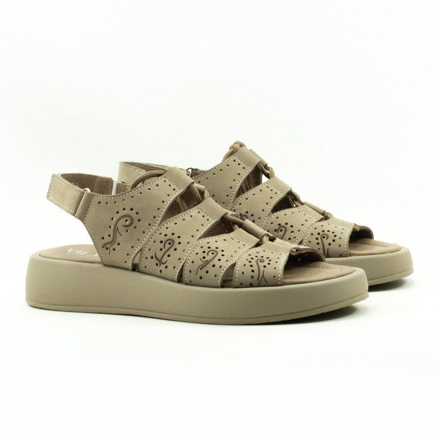 Женские Босоніжки Натуральний нубук VILANSI * V8197 BEIGE