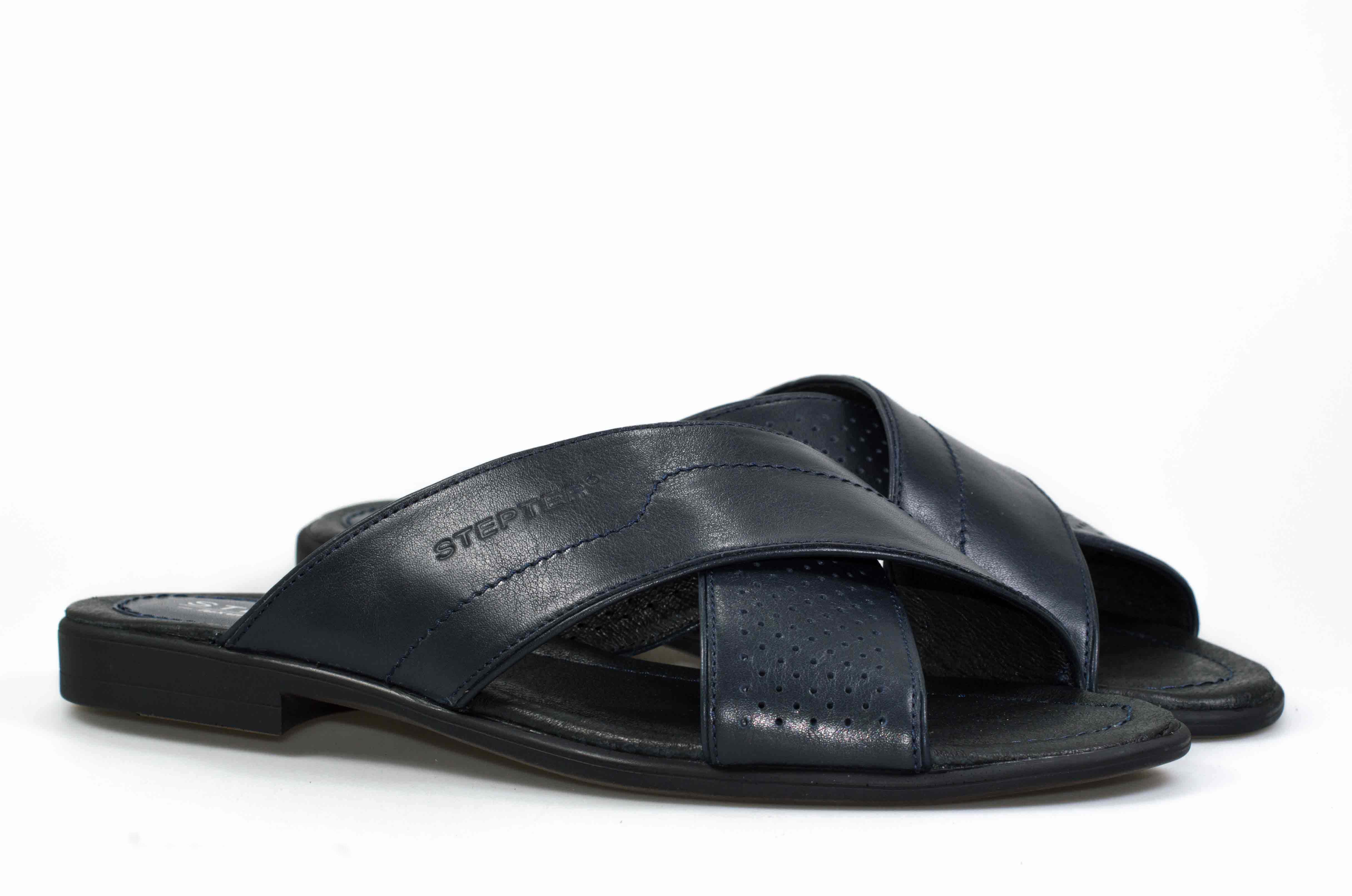 Мужские Шлёпанцы Натур. Кожа STEPTER * 6039 СИНИЕ