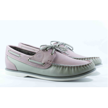 Женские Мокасины Натур. Кожа NESSI * 17128 СЕРЫЙ/РОЗОВЫЙ