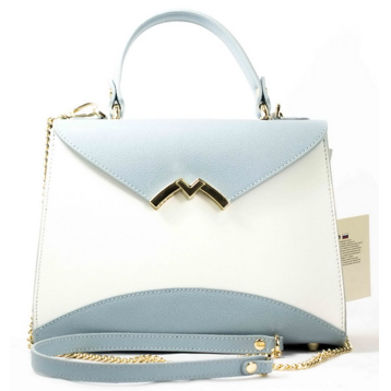 Женские Сумки Натур. Кожа VERA PELLE * 8924 ГОЛУБОЙ-БЕЛЫЙ