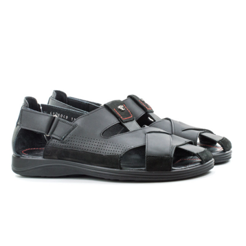 Мужские Босоніжки Натуральна шкіра STEPTER * 6048 Чорні Нубук