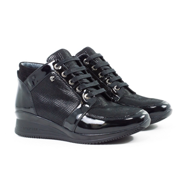 Женские Ботинки комфорт Лак-Лазер STEPTER * 6273 Чёрные