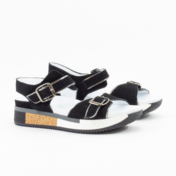 Женские Босоножки танкетка Замша STEPTER * 7171 Чёрные