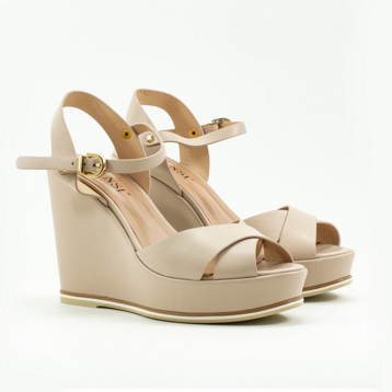 Женские Босоножки танкетка Натур. Шкіра VILANSI * V1057-505 BEG