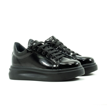 Детские Кеды Натуральный Лак JORDAN * 7086 Чёрный Лак