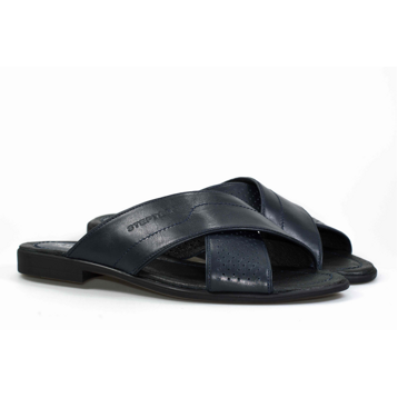 Мужские Шлёпанцы Натур. Кожа STEPTER * 6039 СИНИЕ